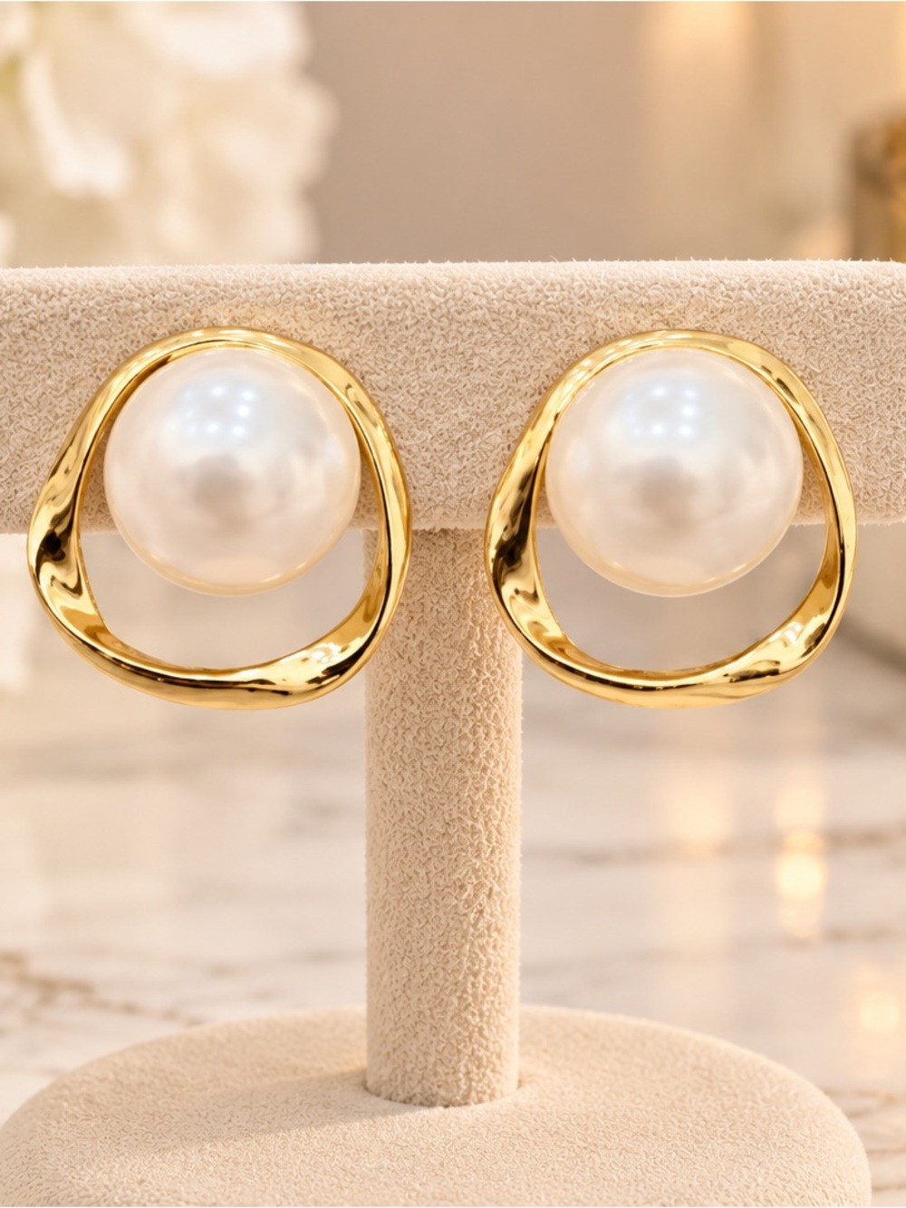 925s Gold Pearl Drop Earrings NEW
